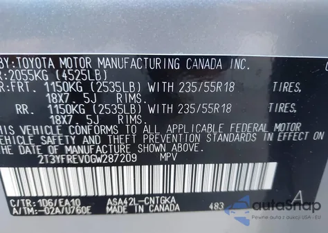 2016 Toyota Rav4 Limited from USA, damaged, VIN 2T3YFREV0GW287209